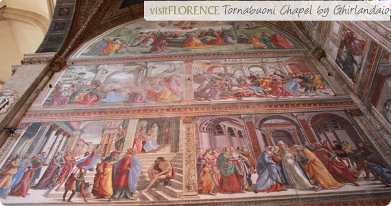 Detail of Ghiralndaio's frescoes in the Tornabuoni Chapel